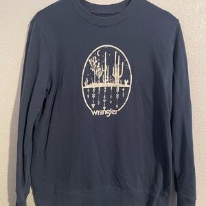 Wrangler Men's Graphic Crewneck Sweatshirt - Blue Desert Cactus Landscape
